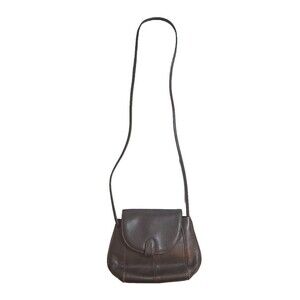 Leather Co by Liz Claiborne Vtg Brown Foldover Flap Crossbody Bag Purse